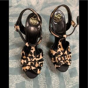 BCBGENERATION animal print stiletto peep toe heels
